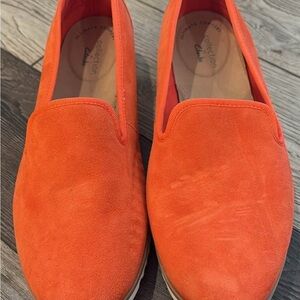 Clarks Orange Suede Slip-On Sneakers for Women